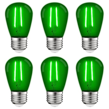 Luxrite S14 LED Edison Green Light Bulbs 0.5W Colored Bulb for String Lights E26 Base, 6PK LR21732-6PK